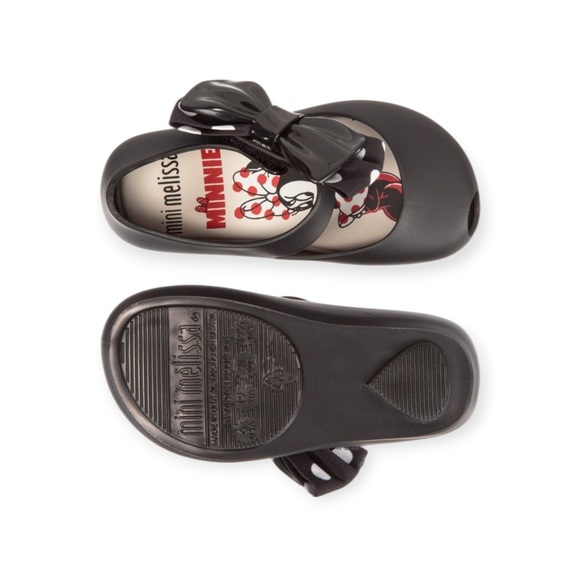 Mini Melissa 𖠌 Minnie Mouse Disney Ultra Bow Jelly Flat Shoes 𖠌 Black 𖠌 Girls 10 - Picture 15 of 16